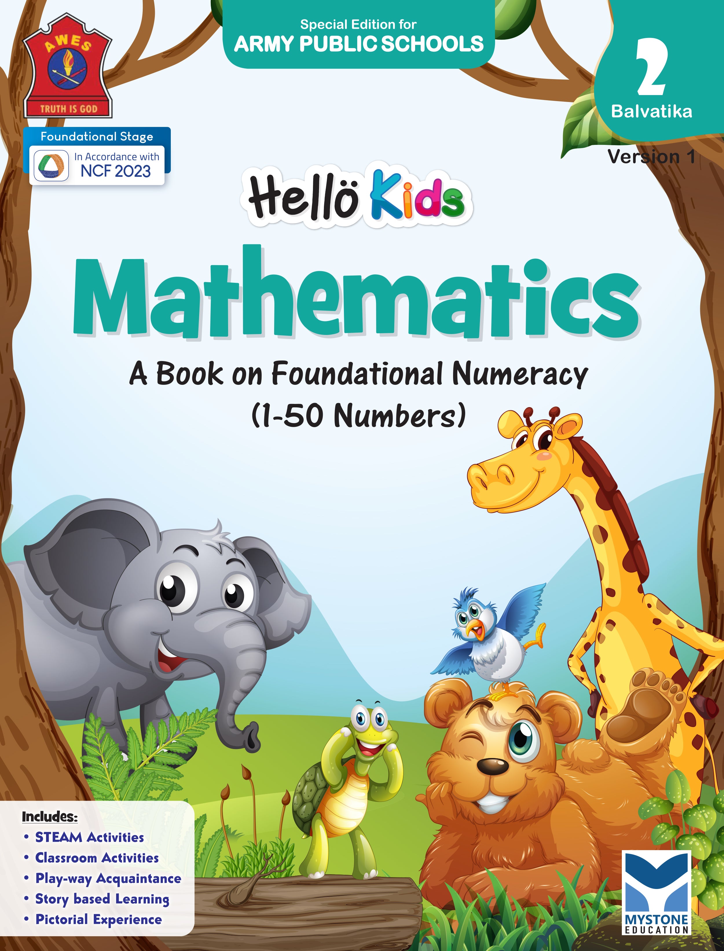 Mystone Education Hello Kids Mathematics Textbook for Balvatika 2 (LKG) | A Textbook on Foundational Numeracy | Special Edition for Army Public Schools
