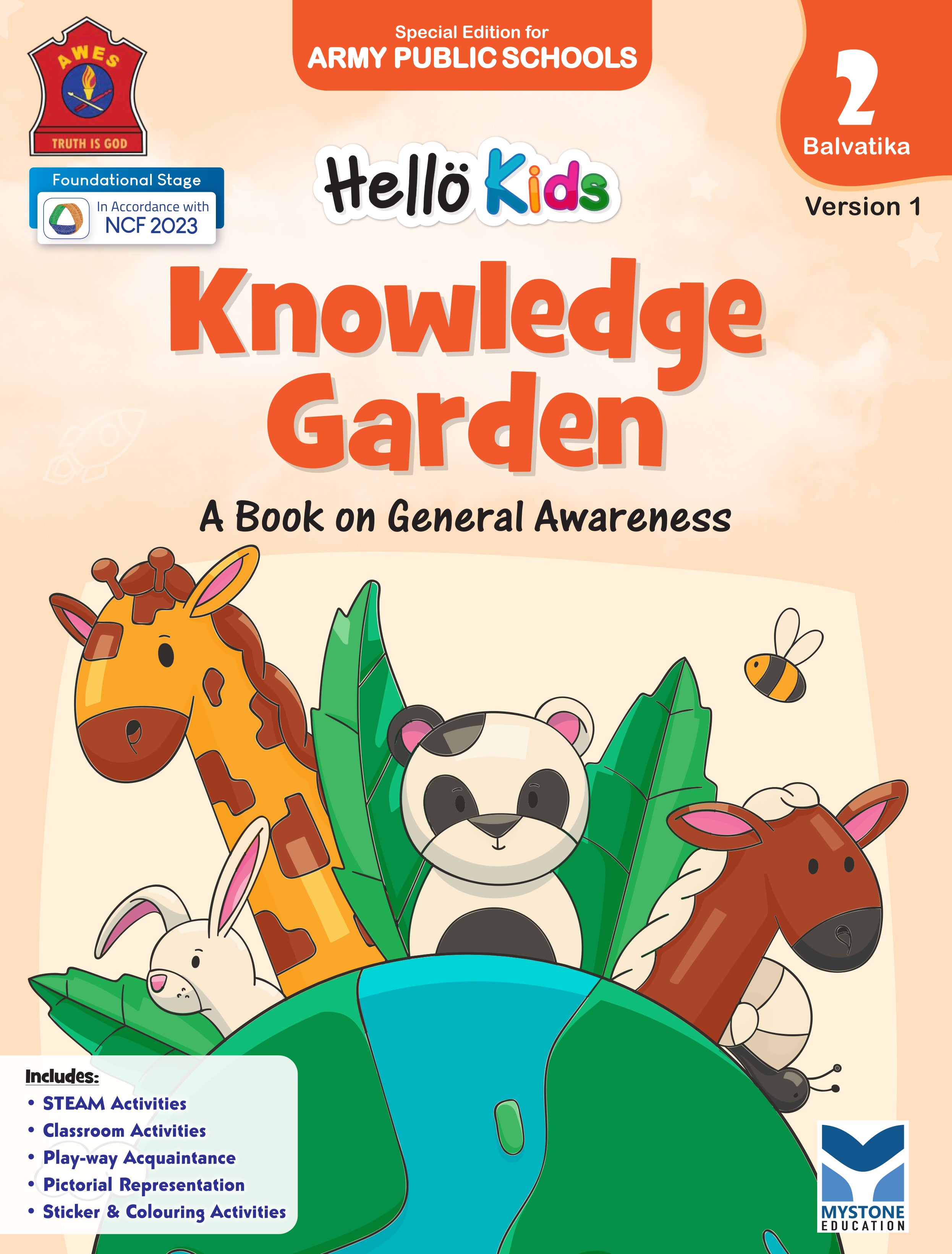 Mystone Education Hello Kids Knowledge Garden Textbook for Balvatika 2 (LKG) | A Textbook on General Awareness | Special Edition for Army Public Schools