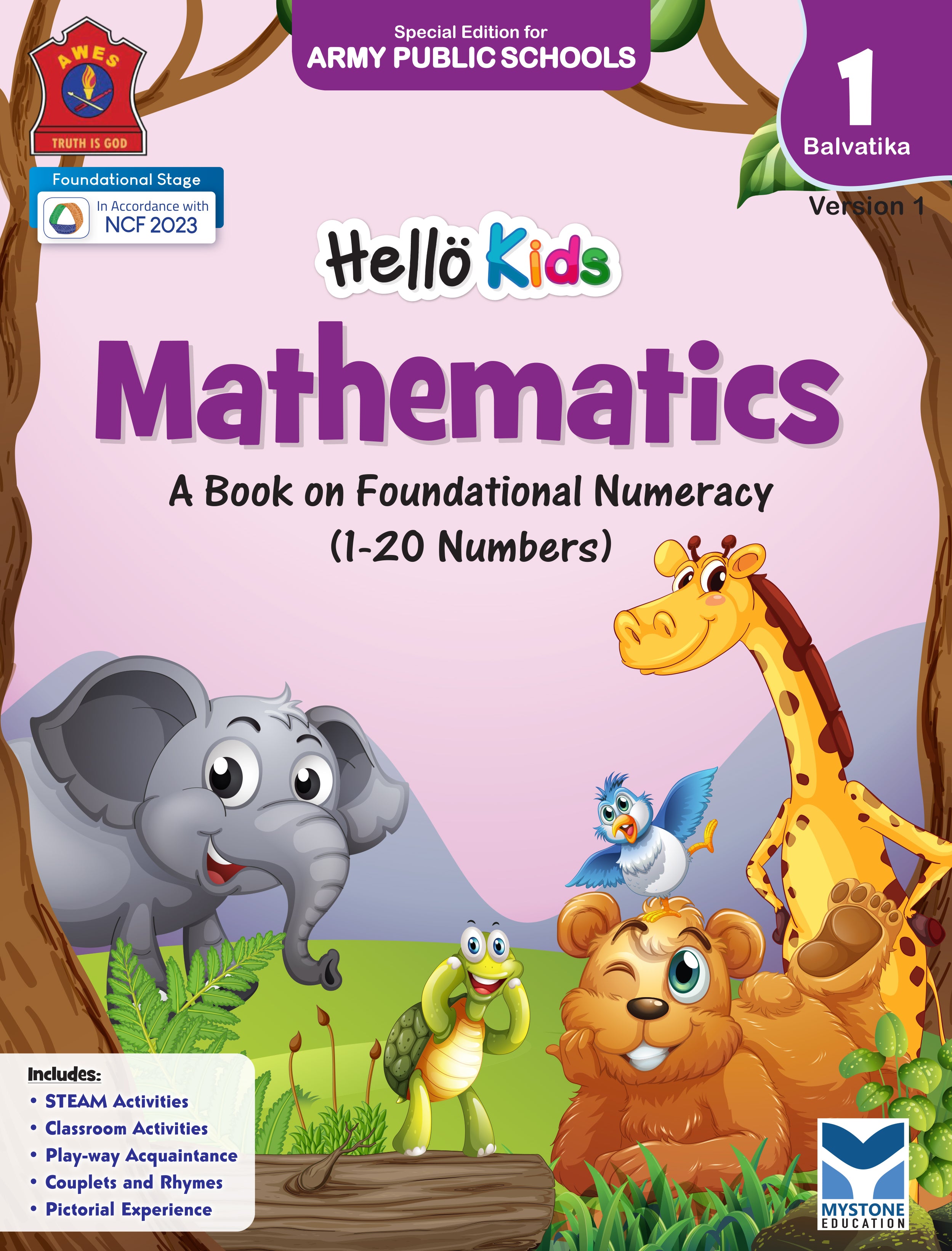 Mystone Education Hello Kids Mathematics Textbook for Balvatika 1 (Nursery) | A Textbook on Foundational Numeracy | Special Edition for Army Public Schools