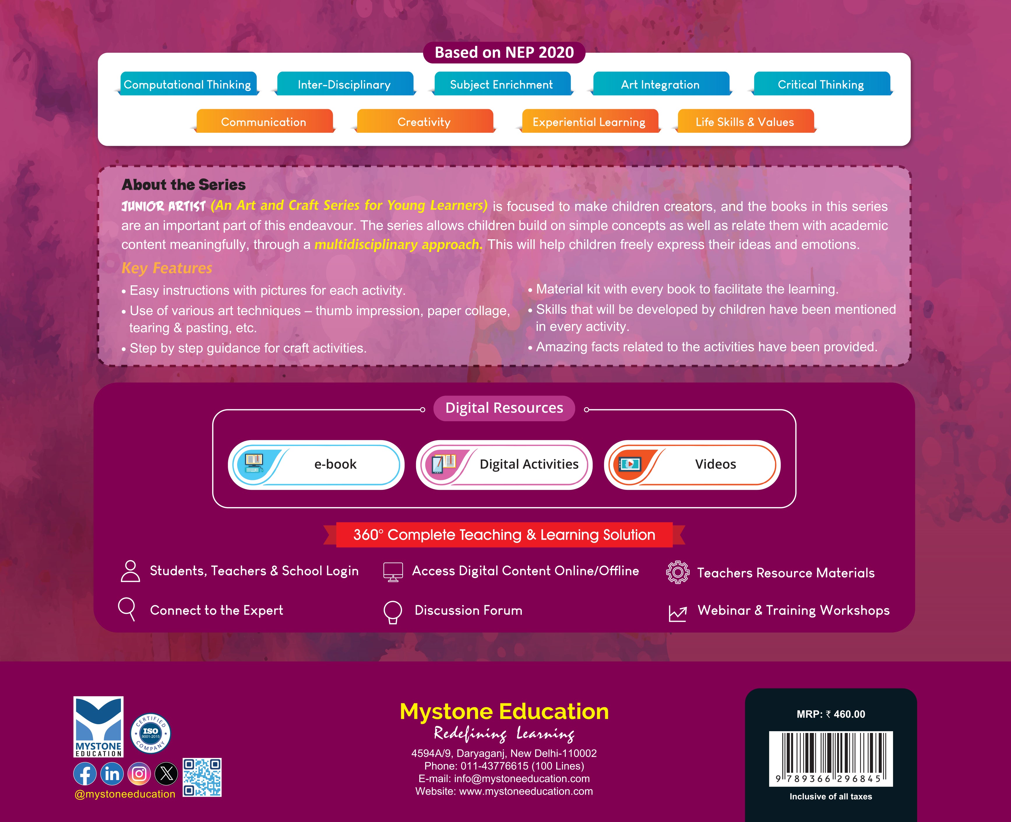 Mystone Junior Artist Ver.2 for Class 3 | An Art & Craft Series for Young Learners | In Accordance with NCF 2023