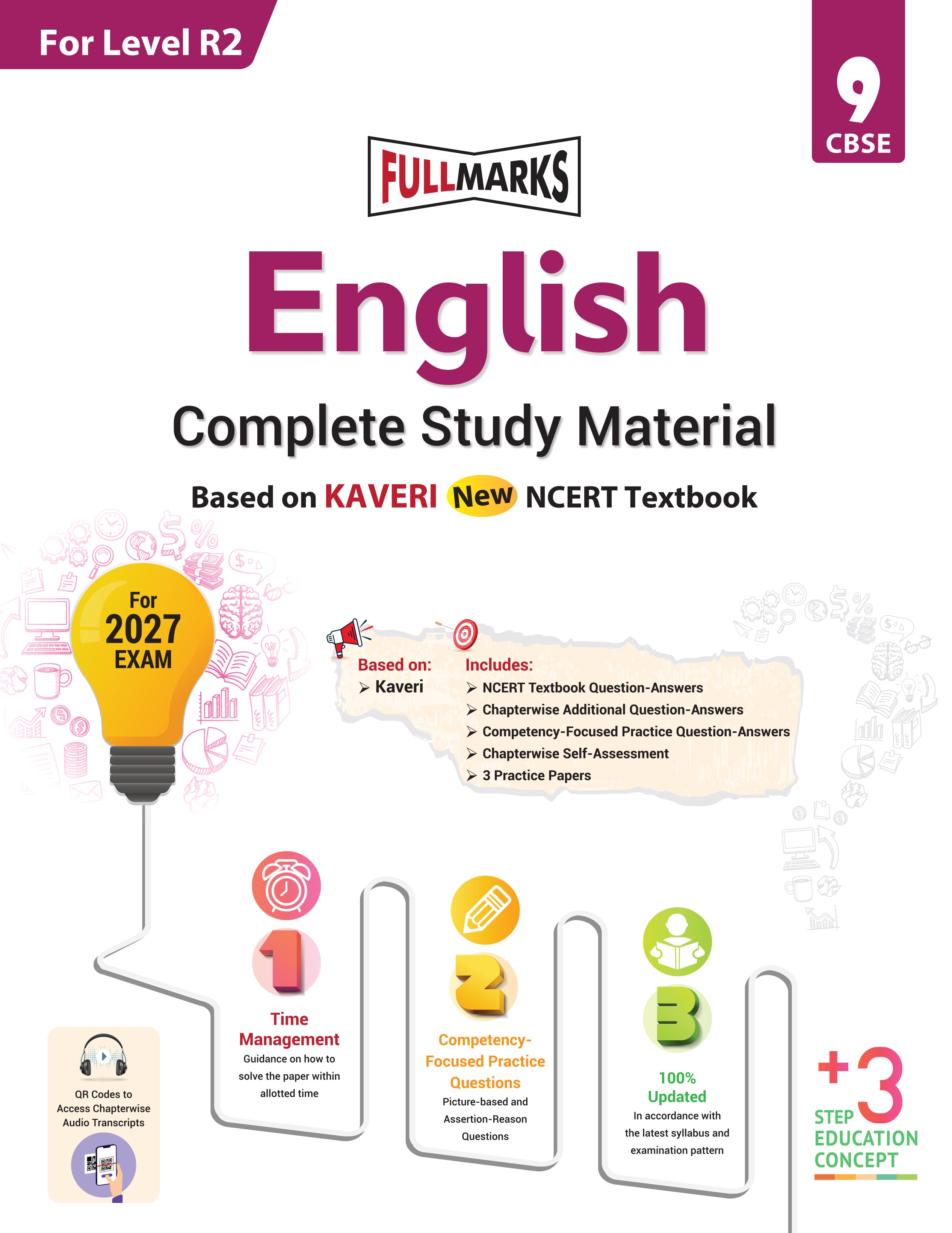 Full Marks English Complete Study Material for Class 9 | Based on New NCERT Textbook KAVERI | Includes Chapterwise Summary, Self-Assessment & Practice Papers | For Level R2