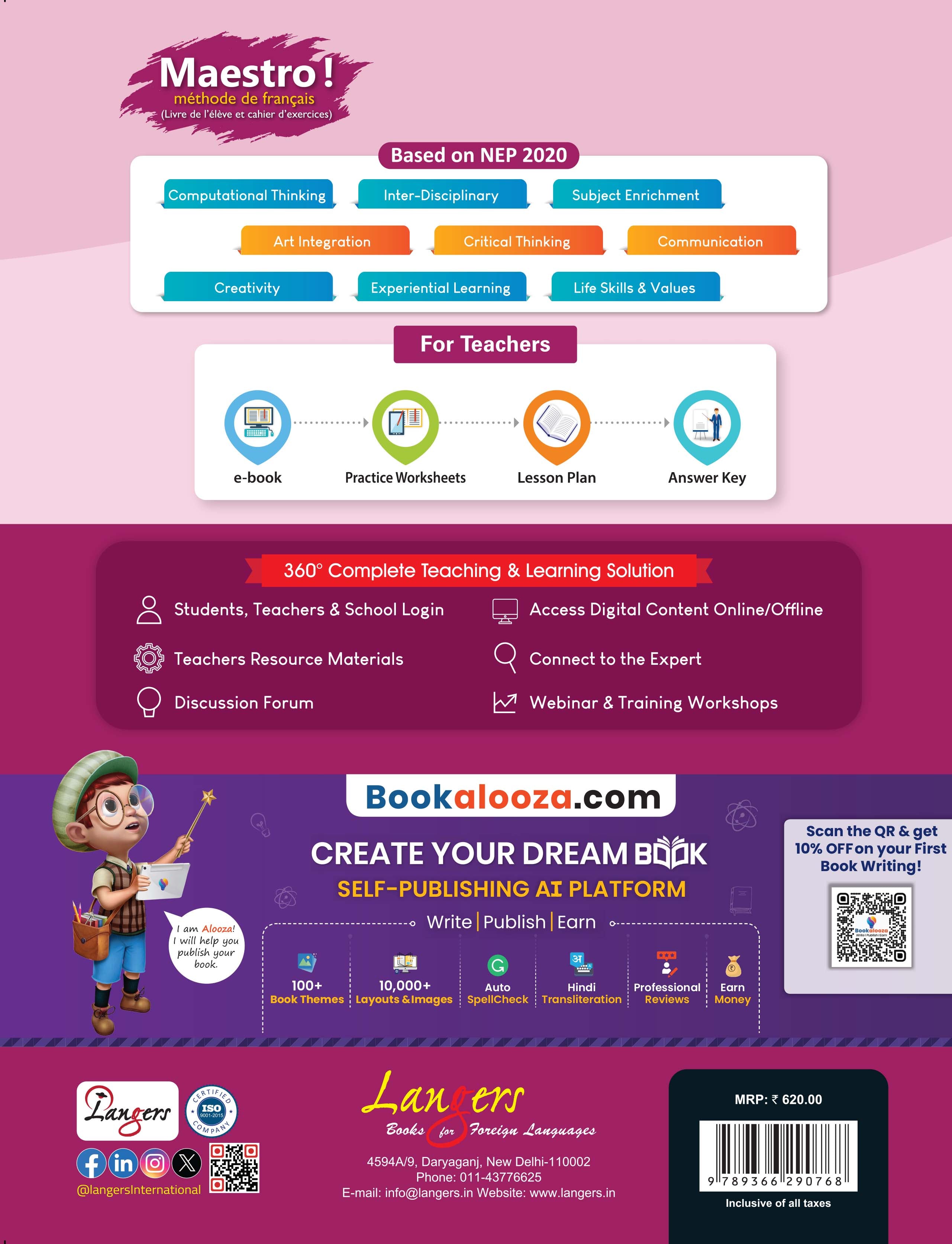 Langers MAESTRO Ver.1 for Class 7: Student Book and Workbook – A Comprehensive French Learning Series Aligned with NEP 2020