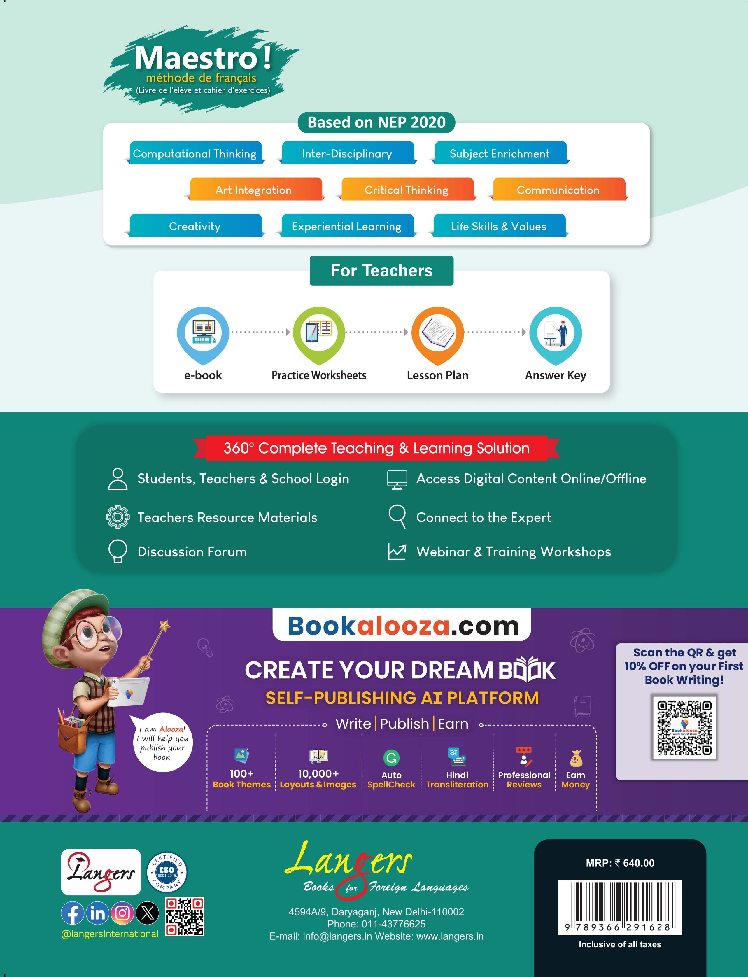 Langers MAESTRO Ver.1 for Class 8: Student Book and Workbook – A Comprehensive French Learning Series Aligned with NEP 2020