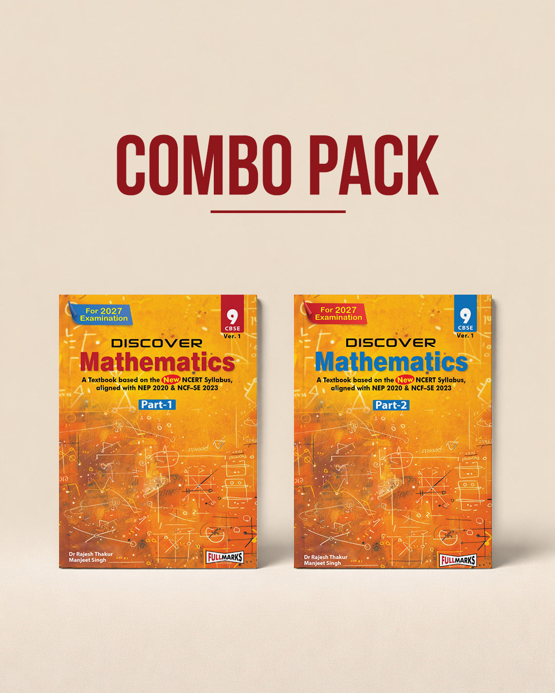 Full Marks Discover Textbook Combo of 2 for Class 9 – Mathematics Part-1 + Mathematics Part-2 | For March 2027 Examination