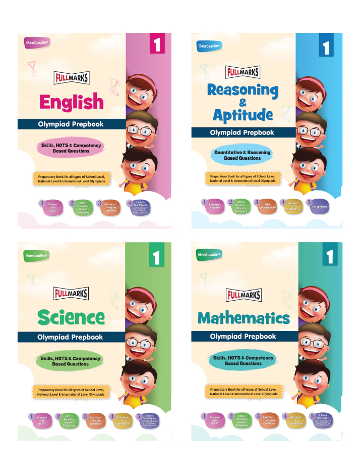 Olympiad Combo (Math, English, Science & Reasoning) Books for Class 1