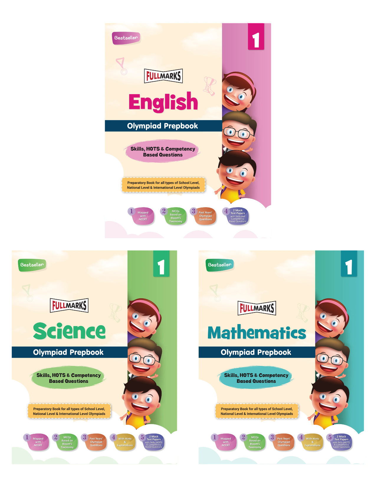 Olympiad Combo (Math, English & Science) Books for Class 1