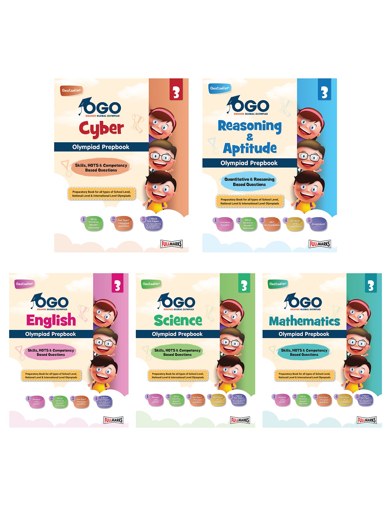 Olympiad Combo (Math, English, Cyber, Reasoning & Science) - Class 3 - Full Marks