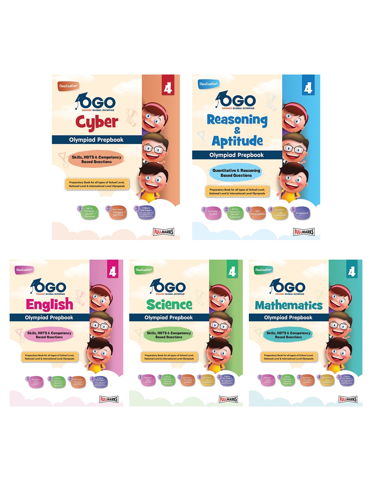 Olympiad Combo (Math, English, Cyber, Reasoning & Science) - Class 4 - Full Marks