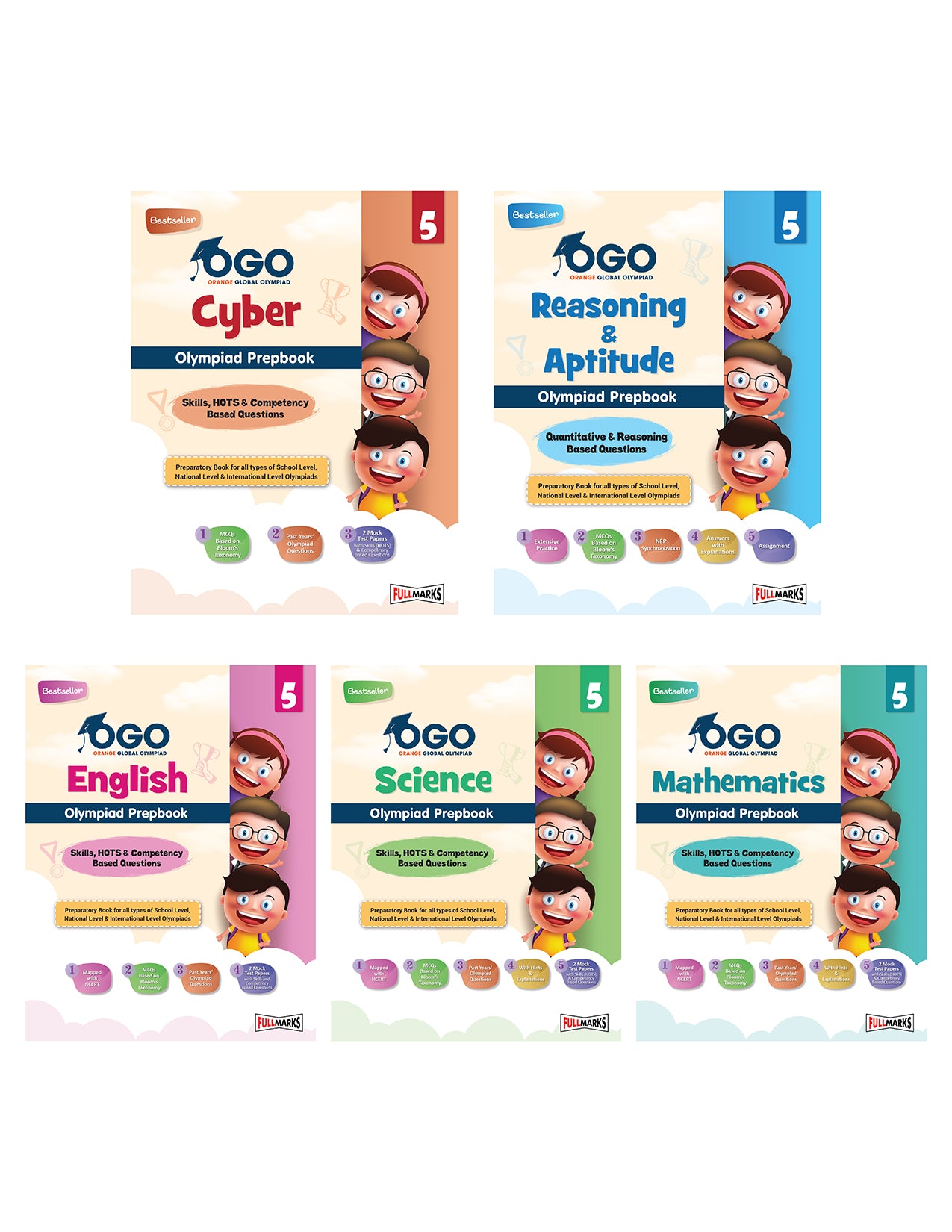 Olympiad Combo (Math, English, Cyber, Reasoning & Science) - Class 5 - Full Marks