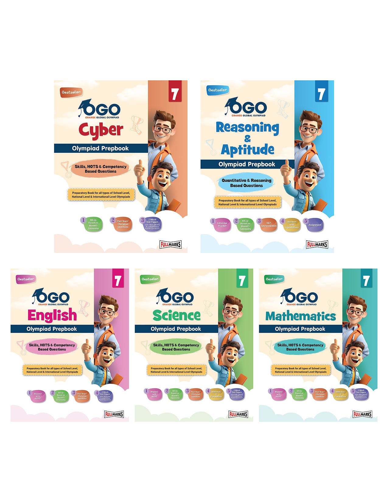 Olympiad Combo (Math, English, Cyber, Reasoning & Science) - Class 7 - Full Marks