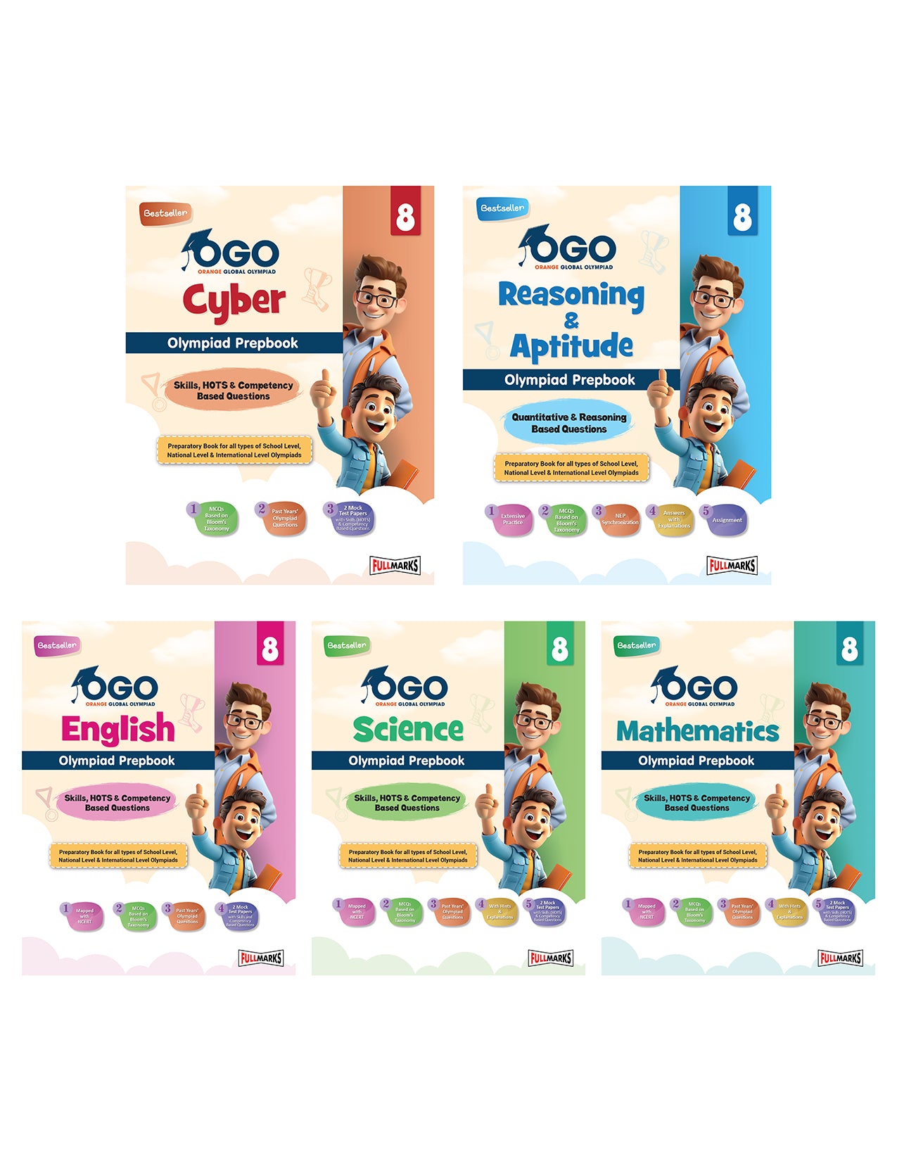 Olympiad Combo (Math, English, Cyber, Reasoning & Science) - Class 8 - Full Marks