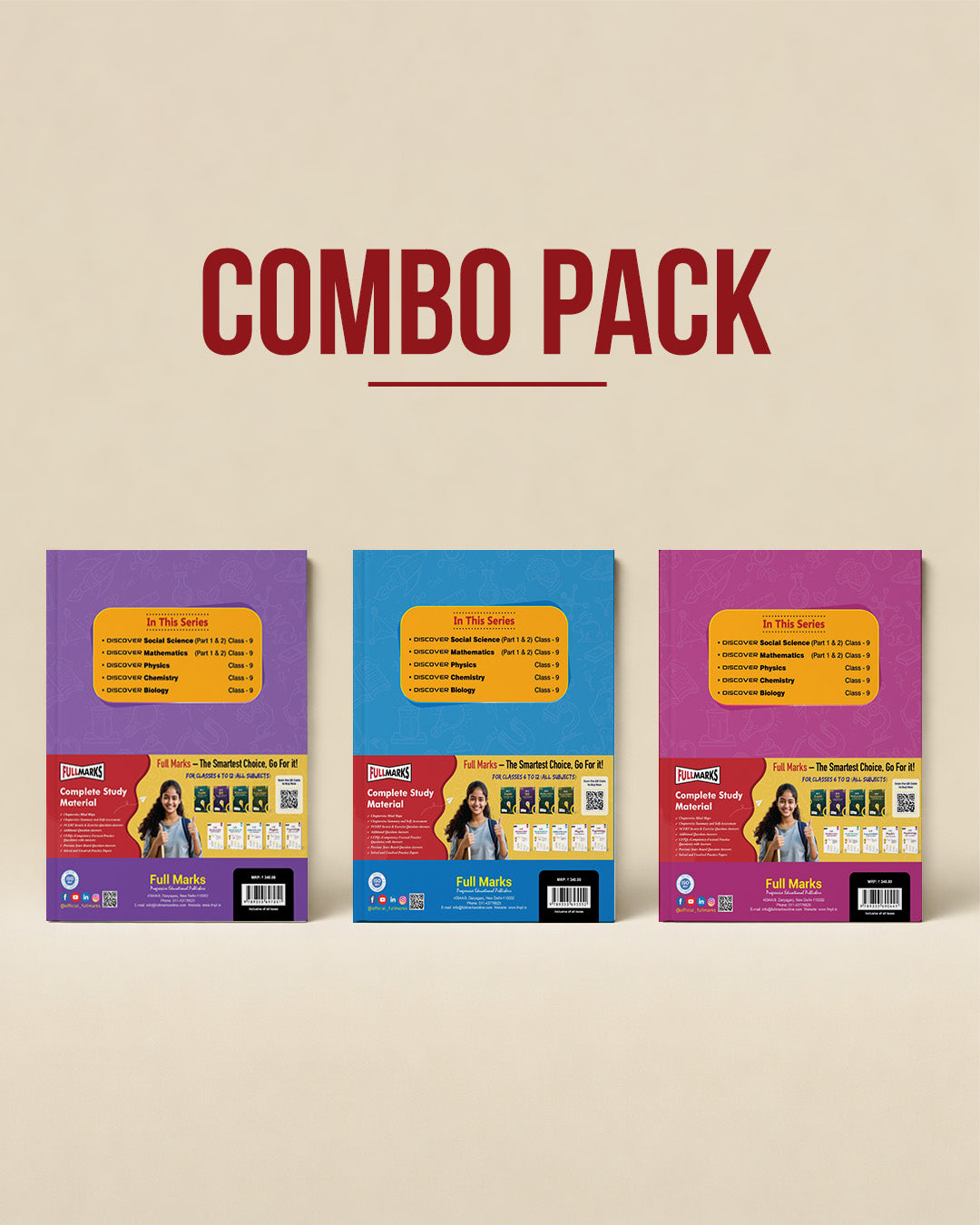 Full Marks Discover Textbook Combo of 3 for Class 9 – Physics + Chemistry + Biology | For March 2027 Examination