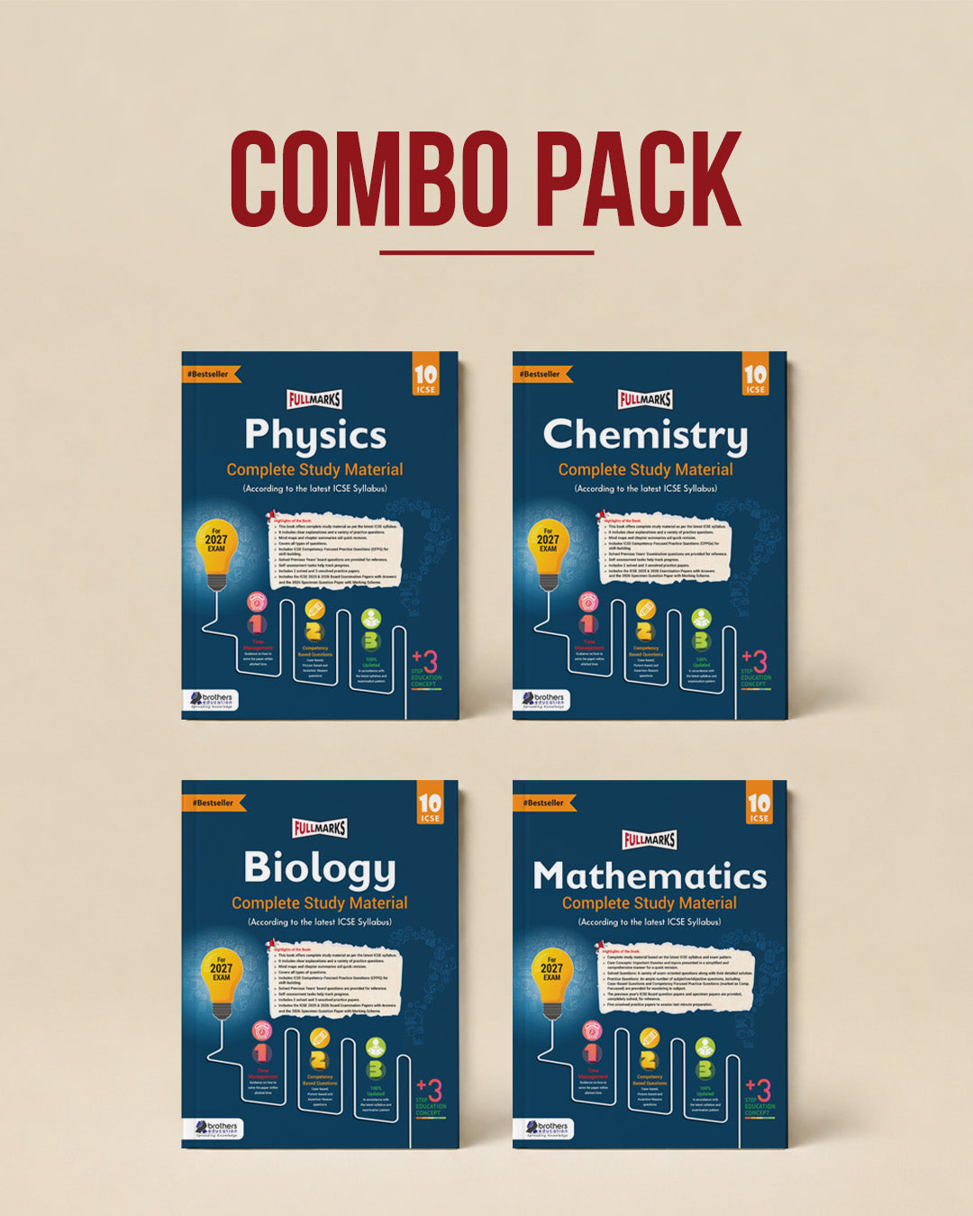 Full Marks ICSE CSM Class 10 Combo of 4 Books - Physics + Chemistry + Biology + Mathematics | Complete Study Material As Per Latest 2027 ICSE Syllabus