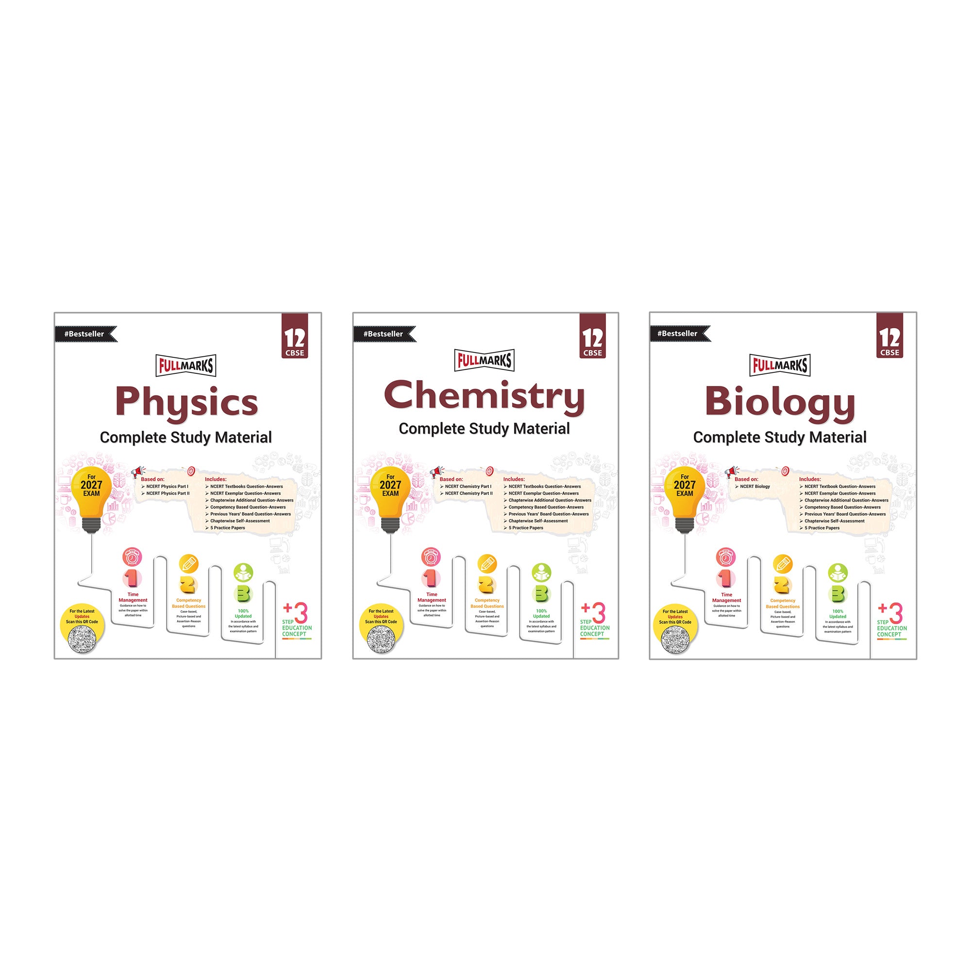 Full Marks Class 12 Combo of 3 Books - Physics + Chemistry + Biology | Complete Study Material