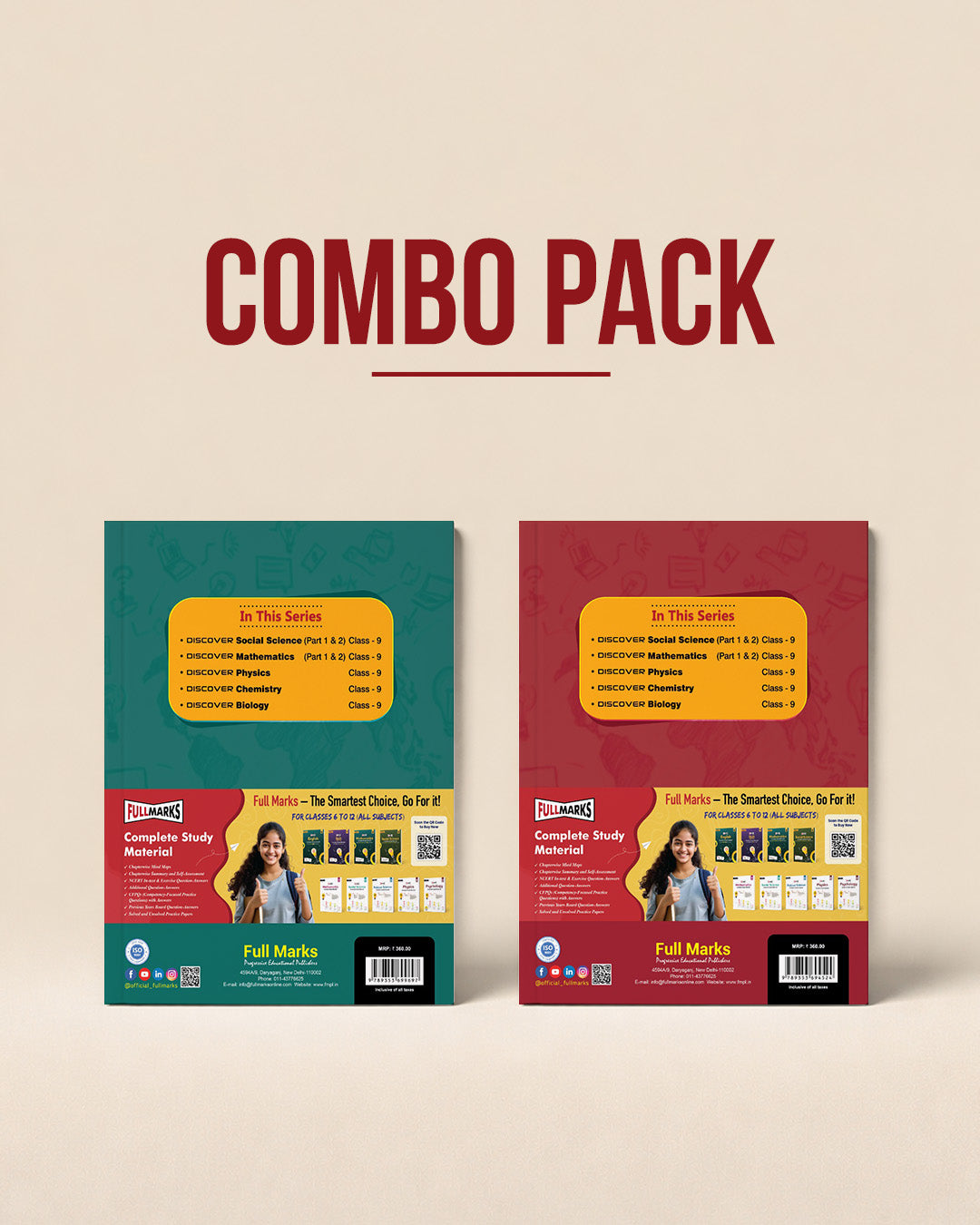 Full Marks Discover Textbook Combo of 2 for Class 9 – Social Science Part-1 + Social Science Part-2 | For March 2027 Examination