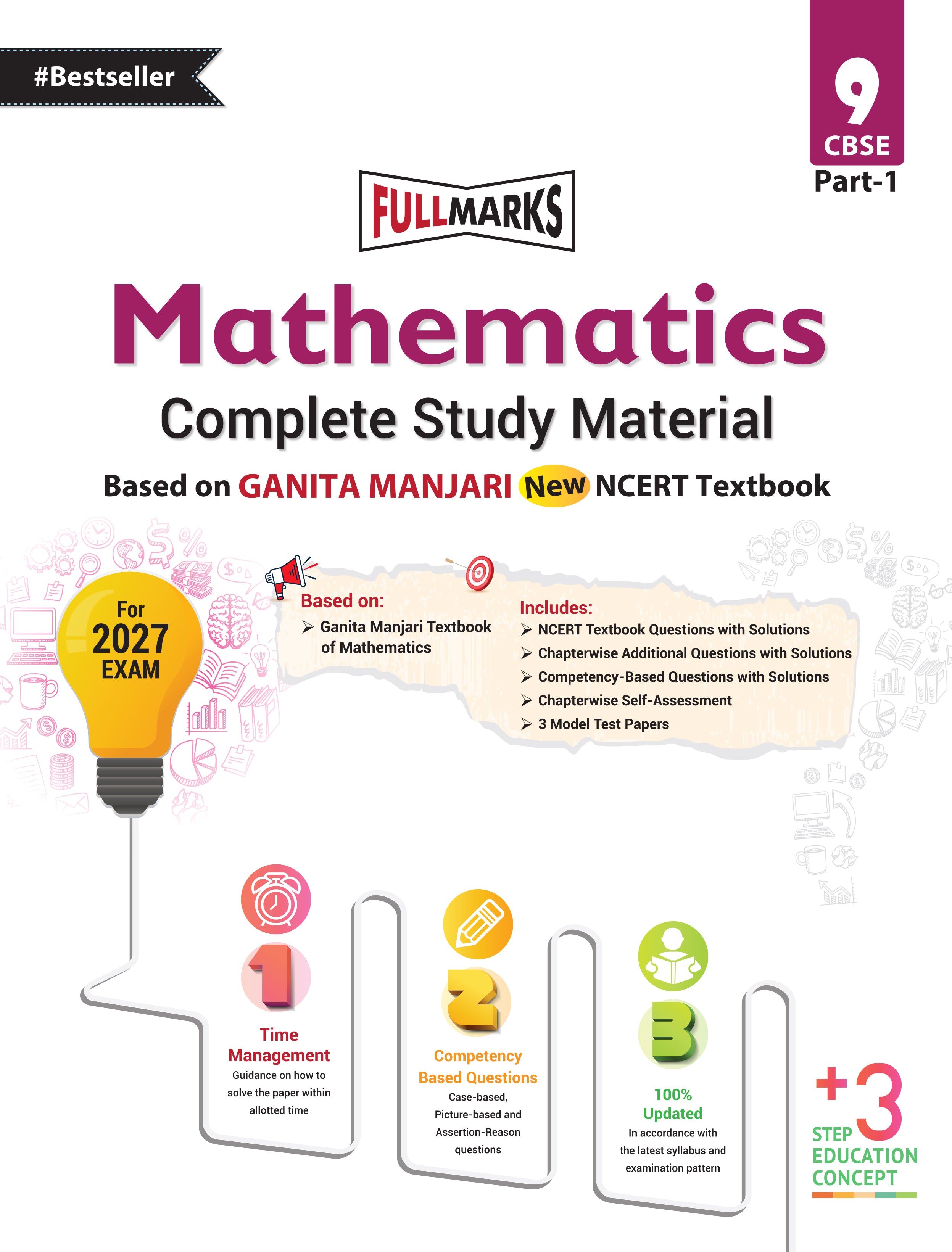 Full Marks Mathematics Complete Study Material Class 9 | Based on New NCERT Textbook GANITA MANJARI (Part-1) | Includes CBQ's, Solved Q/A, Model Test Papers and More